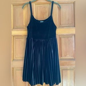 Pleated Velvet Mini Dress